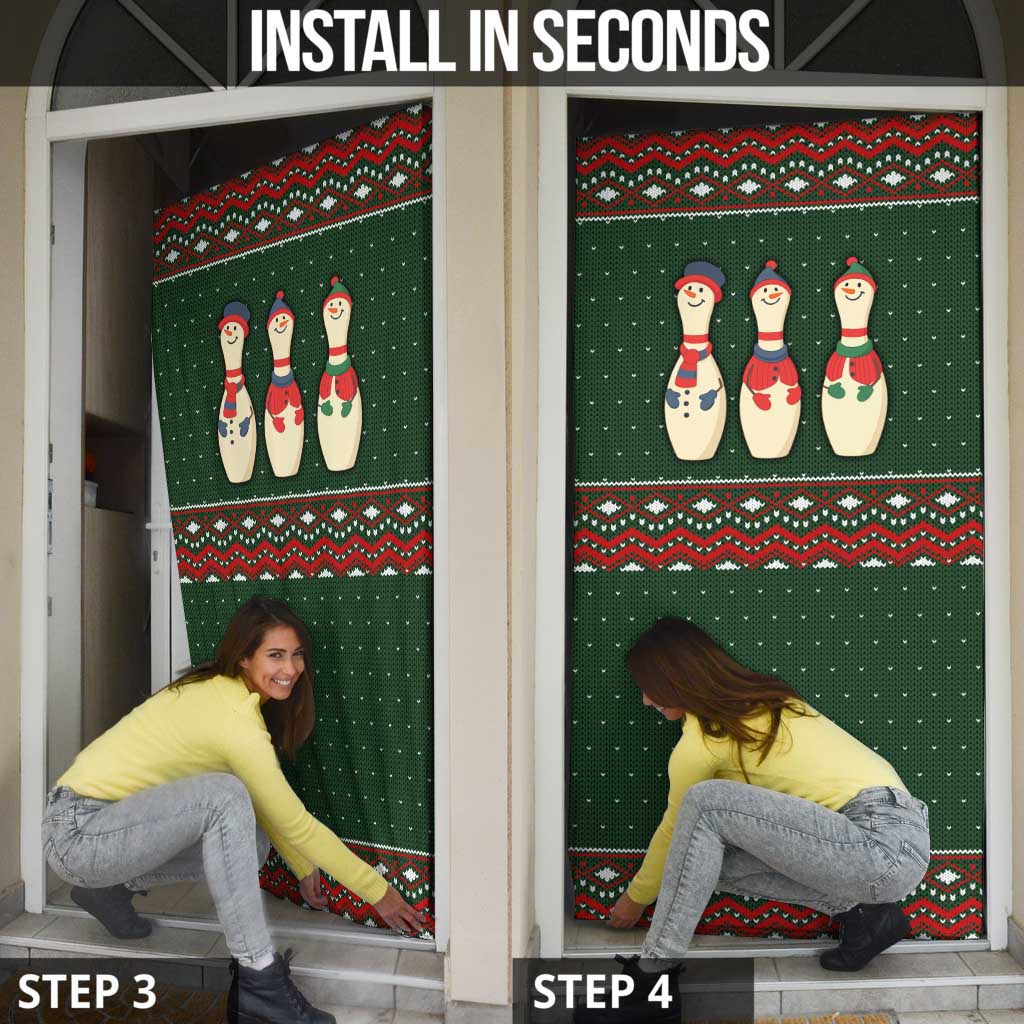 Christmas Bowling Rollin With My Snowmies Door Cover Xmas Holiday Patterns - Wonder Print Shop