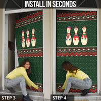 Christmas Bowling Rollin With My Snowmies Door Cover Xmas Holiday Patterns - Wonder Print Shop