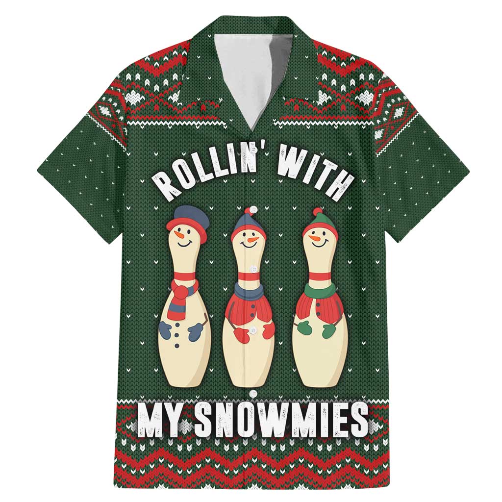 Christmas Bowling Rollin With My Snowmies Family Matching Mermaid Dress and Hawaiian Shirt Xmas Holiday Patterns - Wonder Print Shop