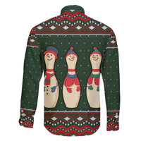Christmas Bowling Rollin With My Snowmies Family Matching Off The Shoulder Long Sleeve Dress and Hawaiian Shirt Xmas Holiday Patterns - Wonder Print Shop