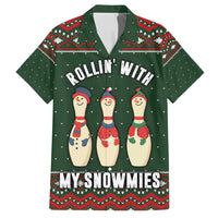 Christmas Bowling Rollin With My Snowmies Family Matching Off Shoulder Maxi Dress and Hawaiian Shirt Xmas Holiday Patterns - Wonder Print Shop