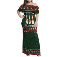 Christmas Bowling Rollin With My Snowmies Family Matching Off Shoulder Maxi Dress and Hawaiian Shirt Xmas Holiday Patterns - Wonder Print Shop
