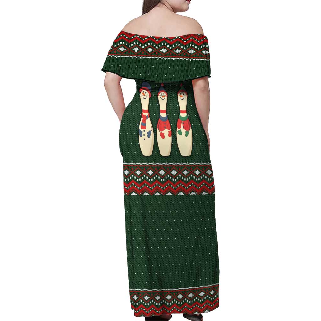 Christmas Bowling Rollin With My Snowmies Family Matching Off Shoulder Maxi Dress and Hawaiian Shirt Xmas Holiday Patterns - Wonder Print Shop