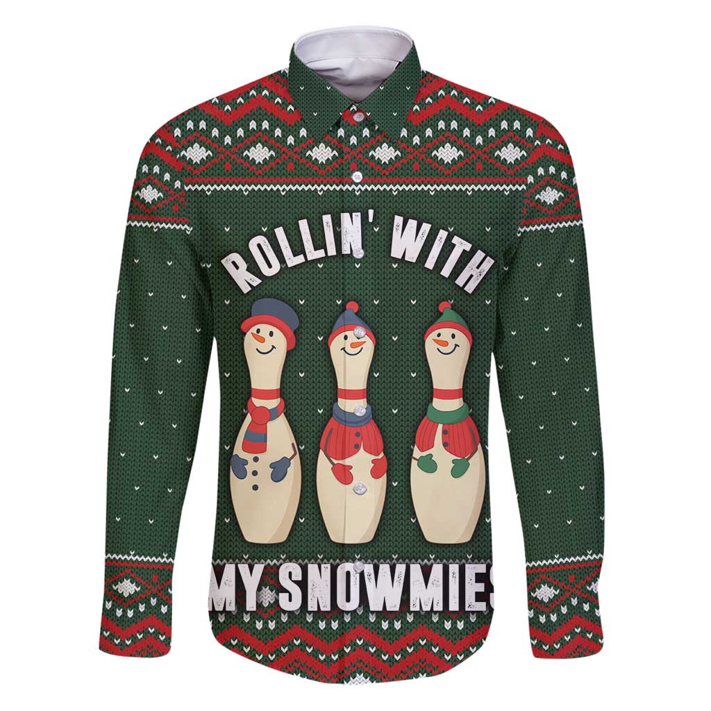 Christmas Bowling Rollin With My Snowmies Family Matching Puletasi and Hawaiian Shirt Xmas Holiday Patterns - Wonder Print Shop