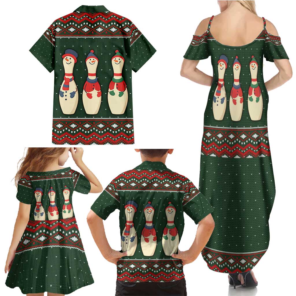 Christmas Bowling Rollin With My Snowmies Family Matching Summer Maxi Dress and Hawaiian Shirt Xmas Holiday Patterns - Wonder Print Shop