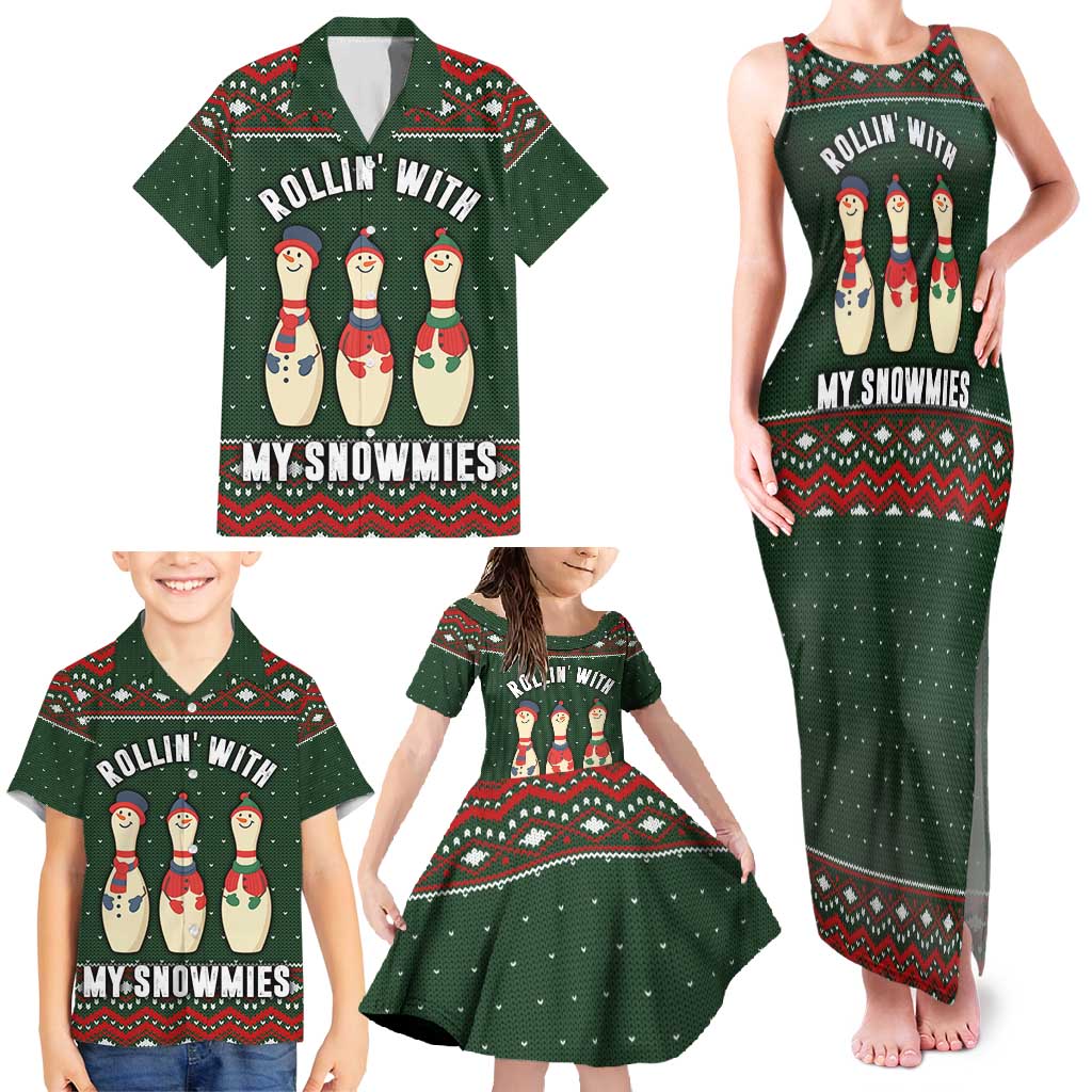 Christmas Bowling Rollin With My Snowmies Family Matching Tank Maxi Dress and Hawaiian Shirt Xmas Holiday Patterns - Wonder Print Shop