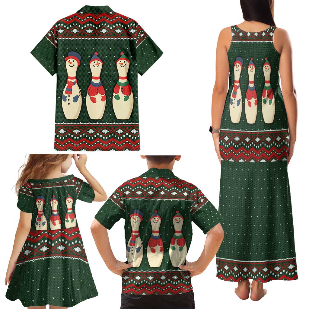Christmas Bowling Rollin With My Snowmies Family Matching Tank Maxi Dress and Hawaiian Shirt Xmas Holiday Patterns - Wonder Print Shop