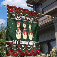 Christmas Bowling Rollin With My Snowmies Garden Flag Xmas Holiday Patterns - Wonder Print Shop