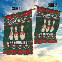 Christmas Bowling Rollin With My Snowmies Garden Flag Xmas Holiday Patterns - Wonder Print Shop