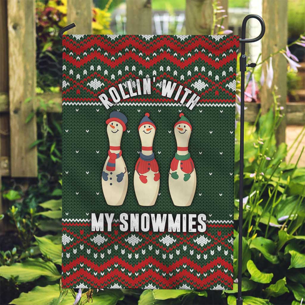 Christmas Bowling Rollin With My Snowmies Garden Flag Xmas Holiday Patterns - Wonder Print Shop