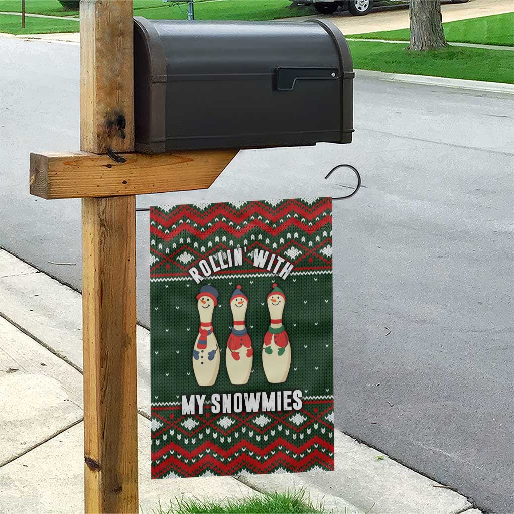 Christmas Bowling Rollin With My Snowmies Garden Flag Xmas Holiday Patterns - Wonder Print Shop