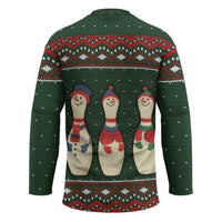 Christmas Bowling Rollin With My Snowmies Hockey Jersey Xmas Holiday Patterns - Wonder Print Shop