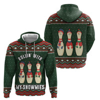Christmas Bowling Rollin With My Snowmies Hoodie Xmas Holiday Patterns - Wonder Print Shop