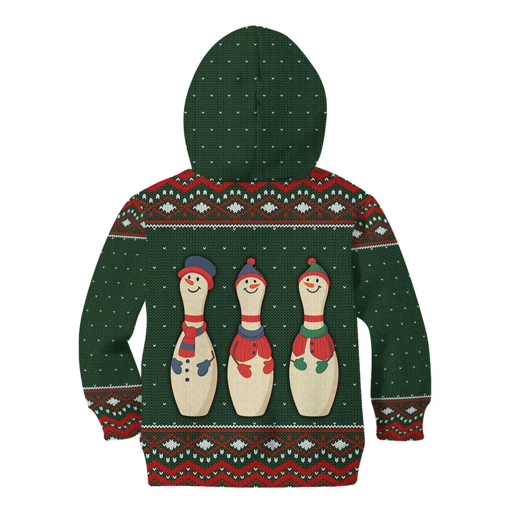 Christmas Bowling Rollin With My Snowmies Kid Hoodie Xmas Holiday Patterns - Wonder Print Shop