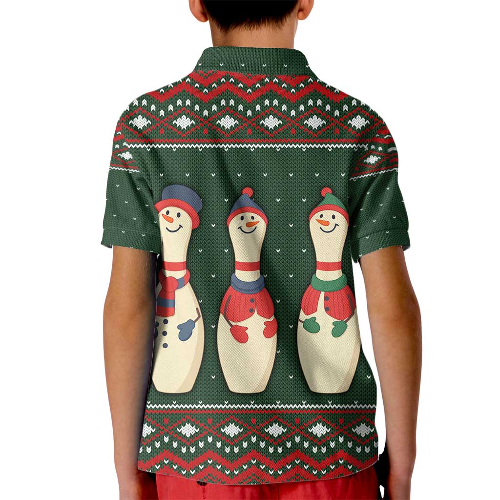 Christmas Bowling Rollin With My Snowmies Kid Polo Shirt Xmas Holiday Patterns - Wonder Print Shop