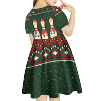 Christmas Bowling Rollin With My Snowmies Kid Short Sleeve Dress Xmas Holiday Patterns - Wonder Print Shop
