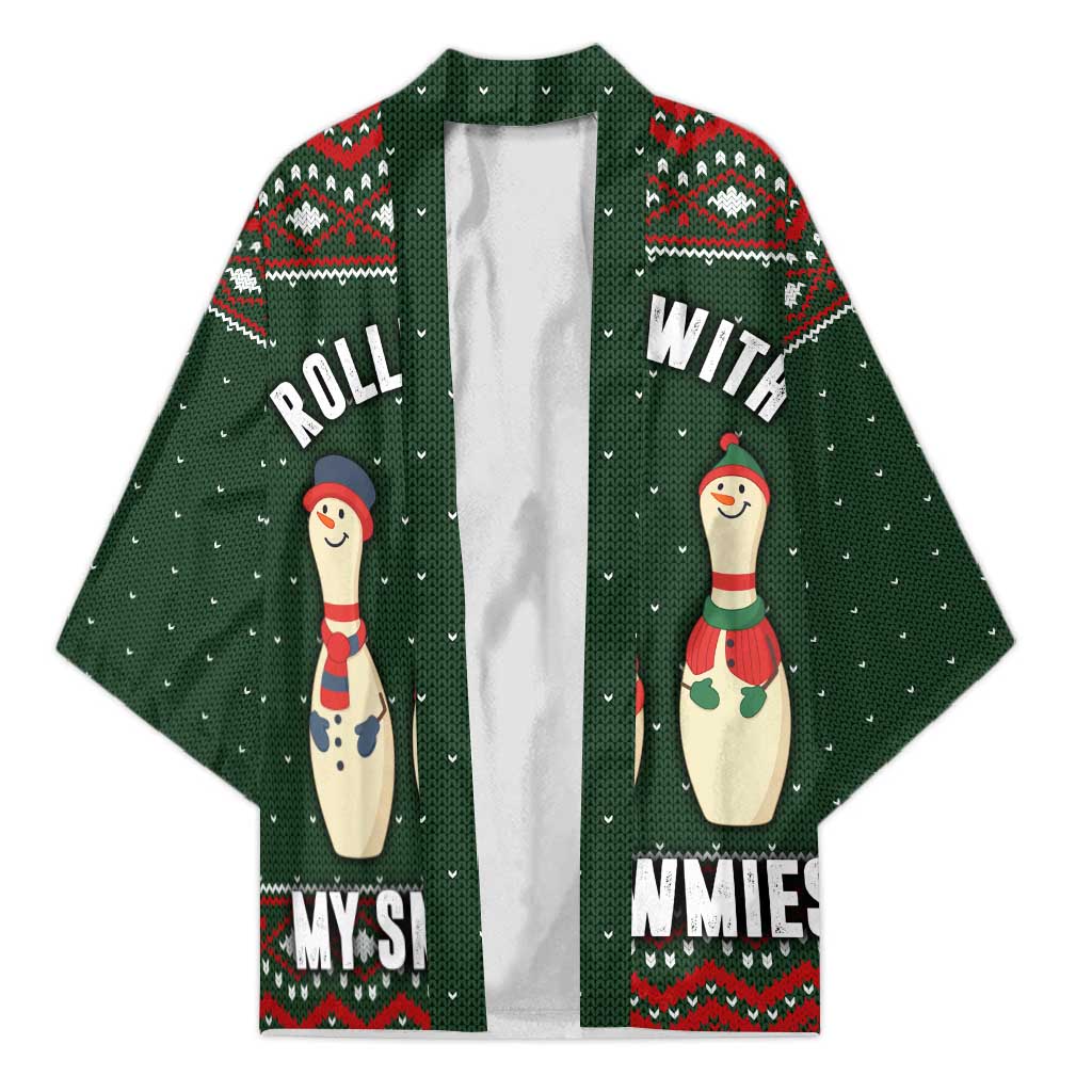 Christmas Bowling Rollin With My Snowmies Kimono Xmas Holiday Patterns - Wonder Print Shop