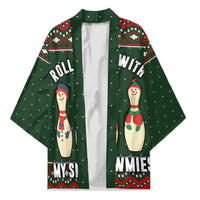 Christmas Bowling Rollin With My Snowmies Kimono Xmas Holiday Patterns - Wonder Print Shop
