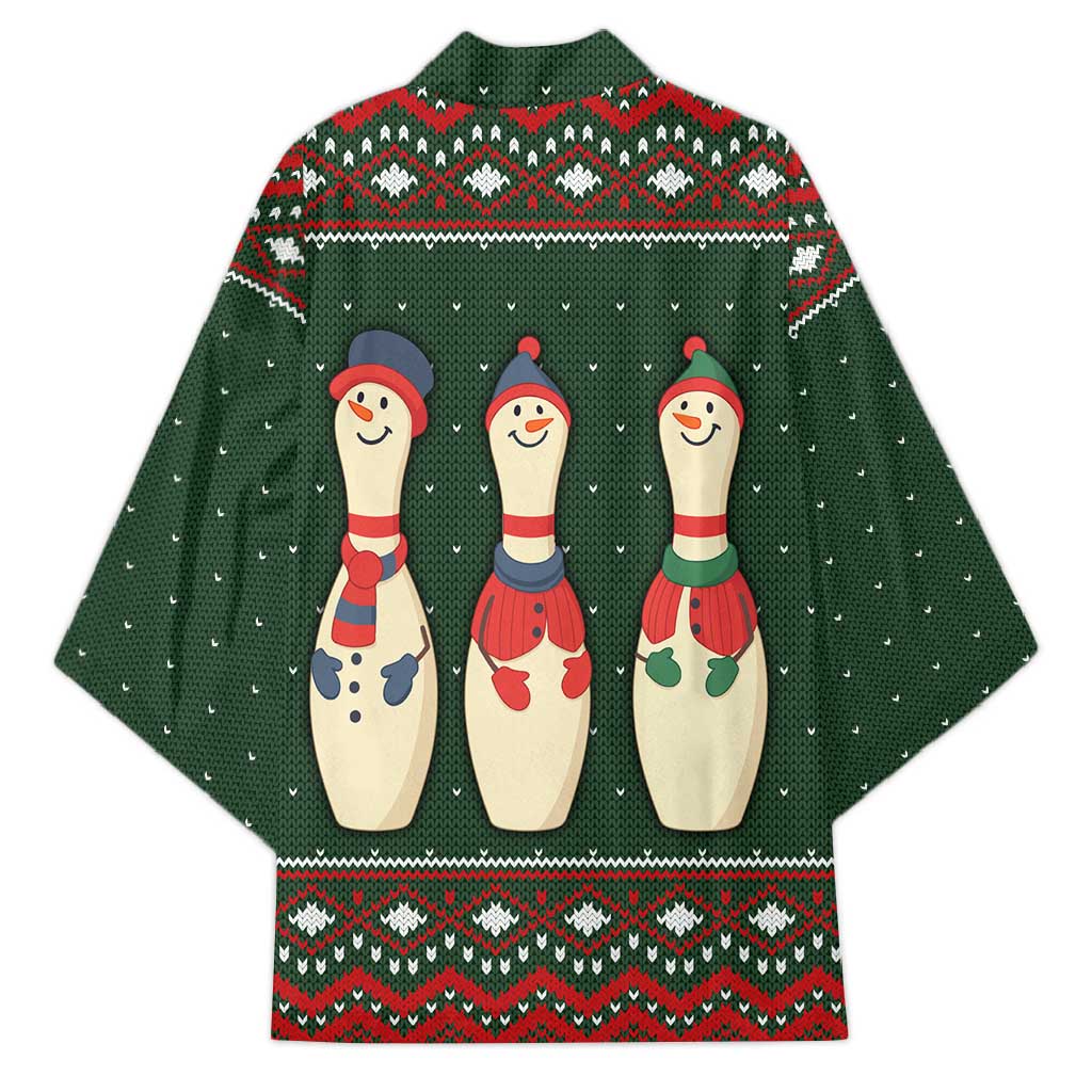 Christmas Bowling Rollin With My Snowmies Kimono Xmas Holiday Patterns - Wonder Print Shop