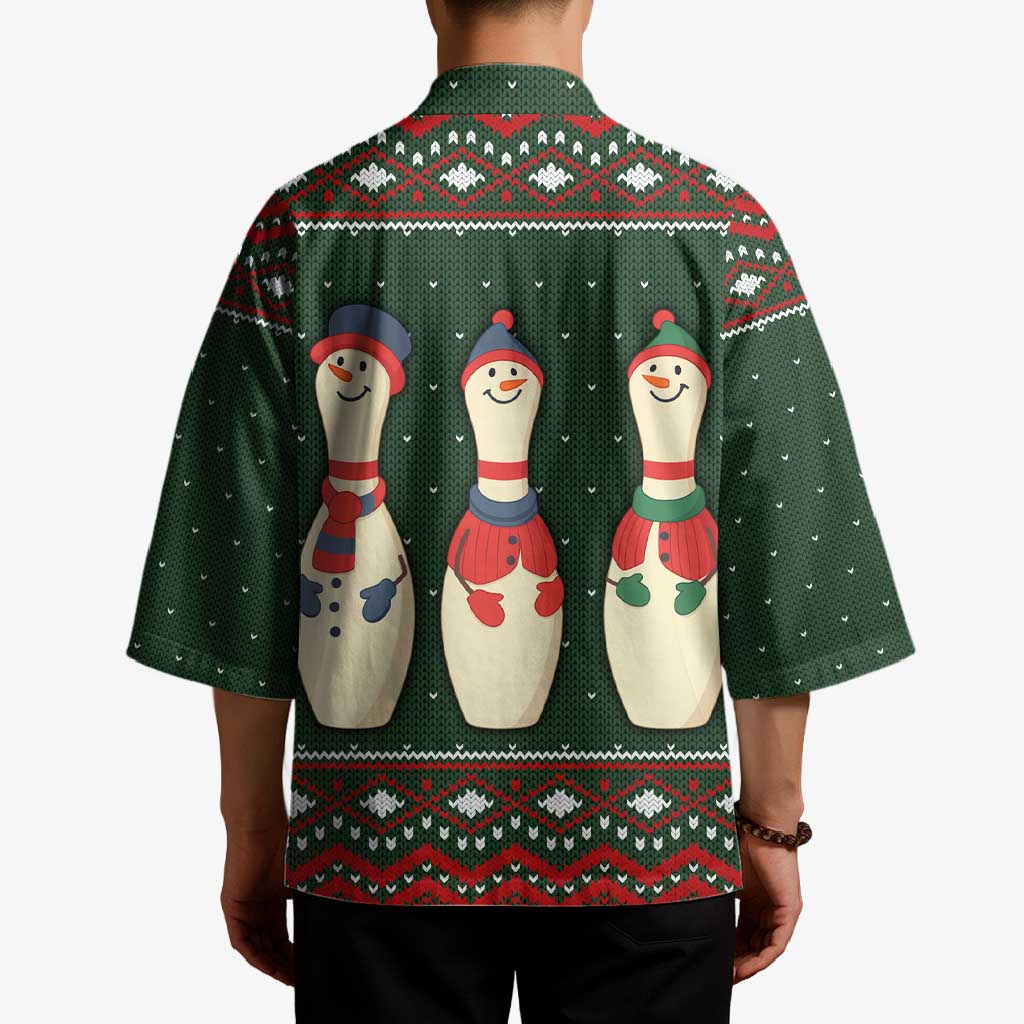 Christmas Bowling Rollin With My Snowmies Kimono Xmas Holiday Patterns - Wonder Print Shop