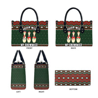 Christmas Bowling Rollin With My Snowmies Leather Bag Xmas Holiday Patterns - Wonder Print Shop