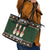 Christmas Bowling Rollin With My Snowmies Leather Tote Bag Xmas Holiday Patterns - Wonder Print Shop