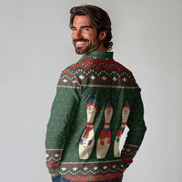 Christmas Bowling Rollin With My Snowmies Long Sleeve Polo Shirt Xmas Holiday Patterns - Wonder Print Shop