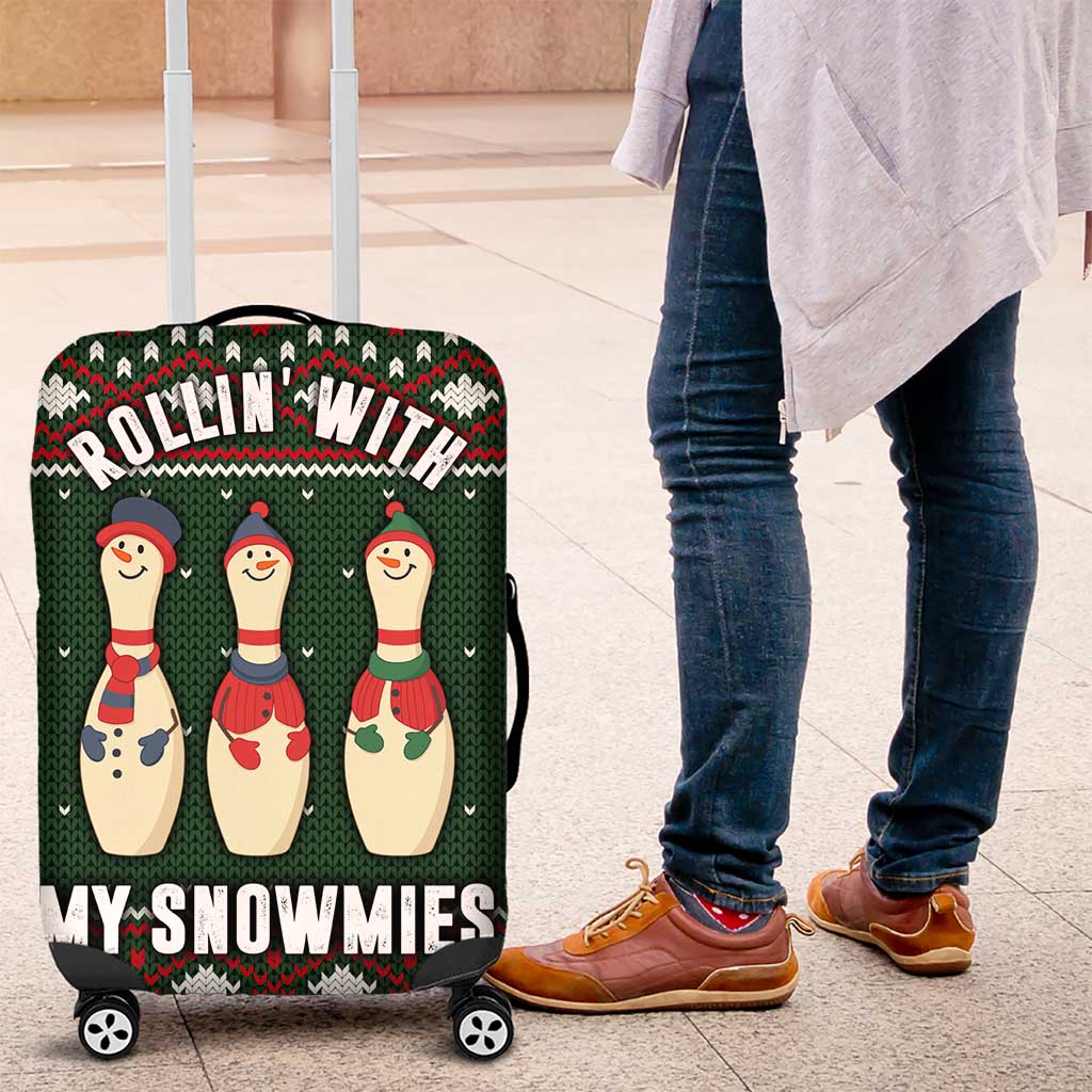 Christmas Bowling Rollin With My Snowmies Luggage Cover Xmas Holiday Patterns - Wonder Print Shop