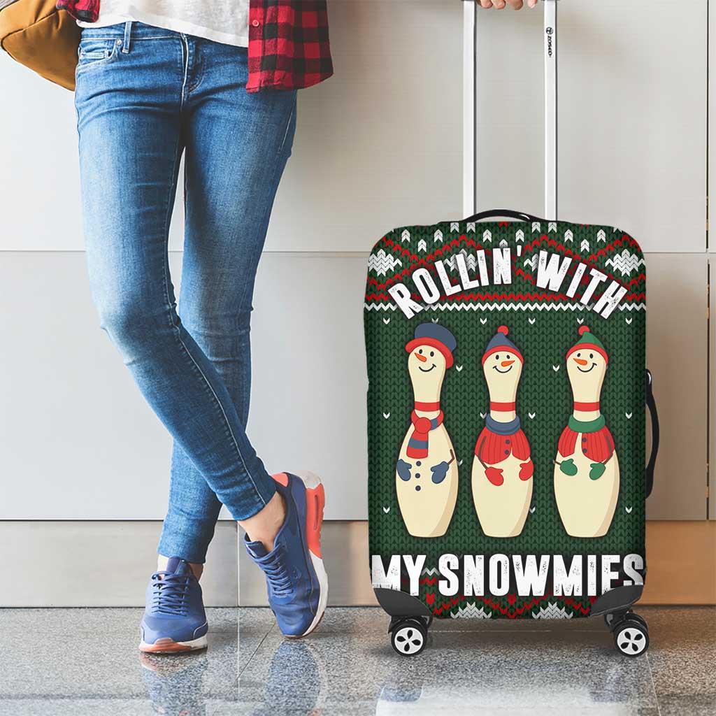 Christmas Bowling Rollin With My Snowmies Luggage Cover Xmas Holiday Patterns - Wonder Print Shop