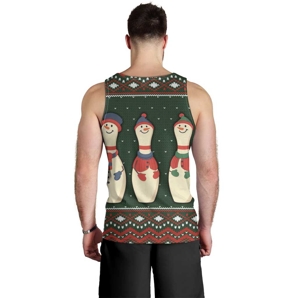 Christmas Bowling Rollin With My Snowmies Men Tank Top Xmas Holiday Patterns - Wonder Print Shop