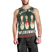 Christmas Bowling Rollin With My Snowmies Men Tank Top Xmas Holiday Patterns - Wonder Print Shop