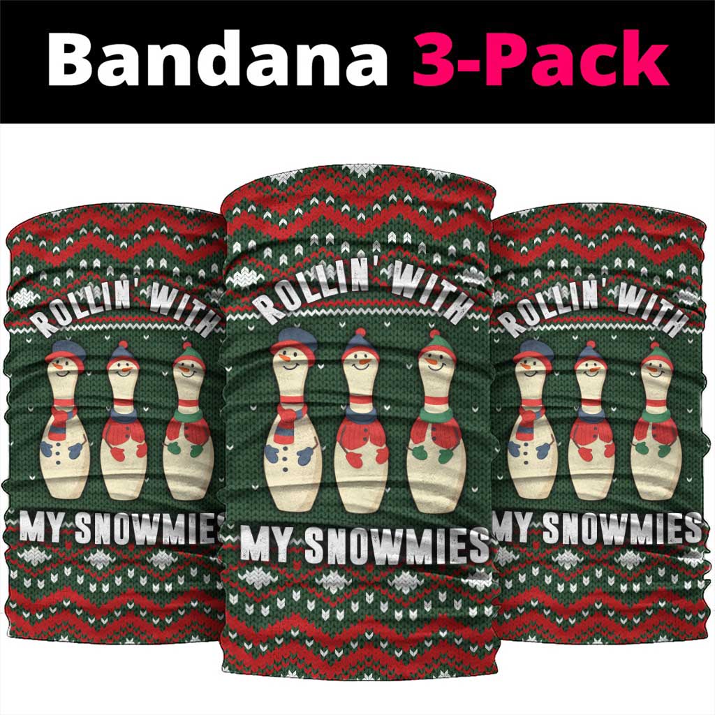 Christmas Bowling Rollin With My Snowmies Neck Gaiter Xmas Holiday Patterns - Wonder Print Shop