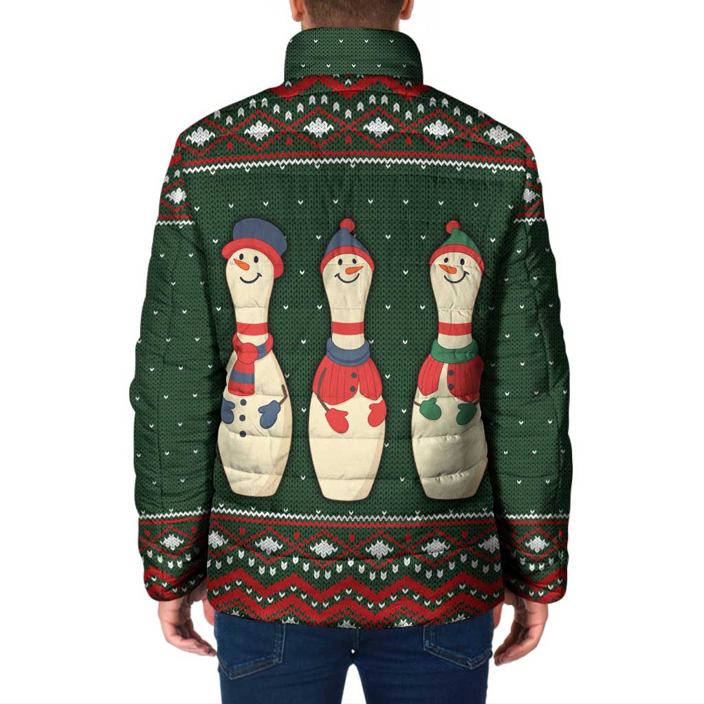 Christmas Bowling Rollin With My Snowmies Padded Jacket Xmas Holiday Patterns - Wonder Print Shop