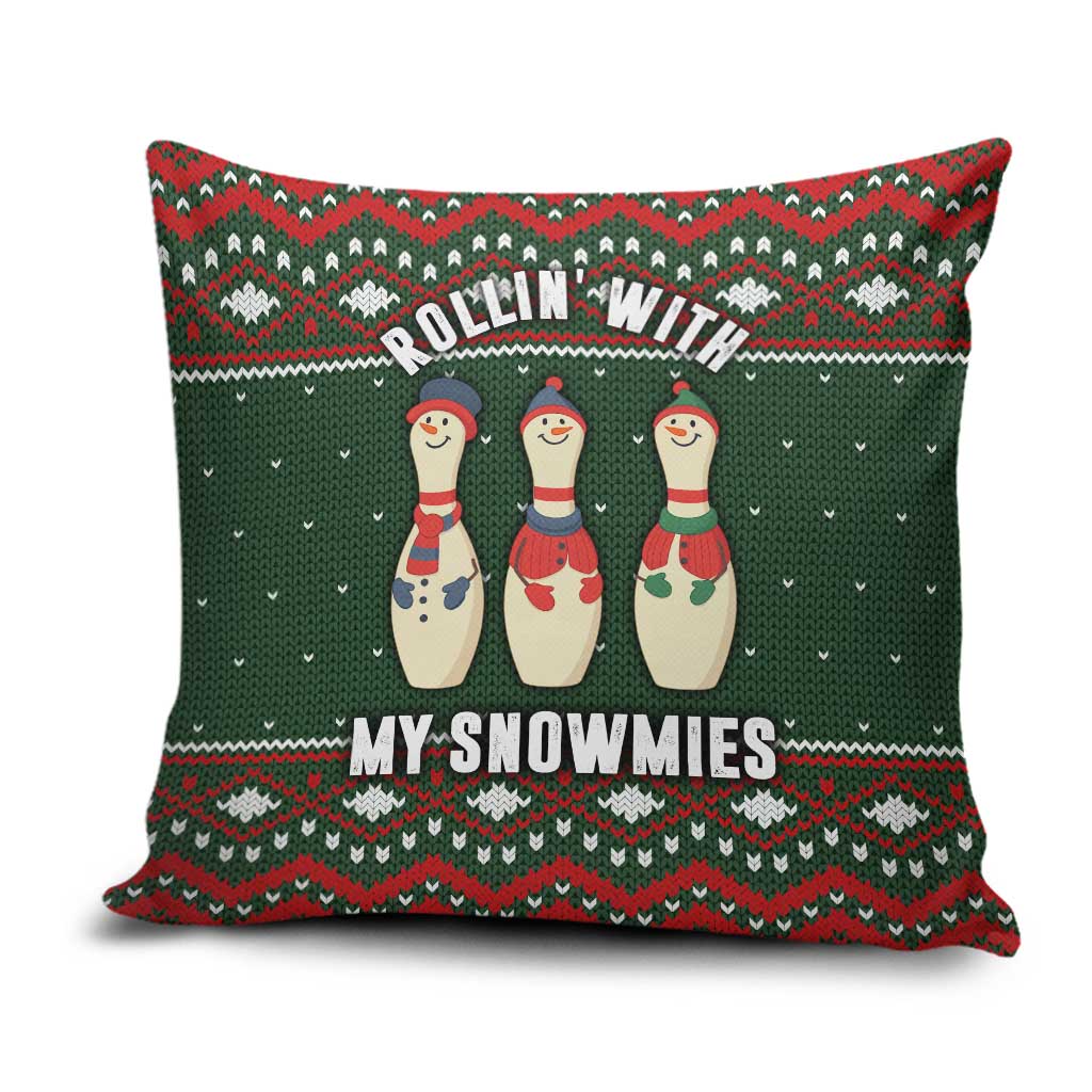 Christmas Bowling Rollin With My Snowmies Pillow Cover Xmas Holiday Patterns - Wonder Print Shop