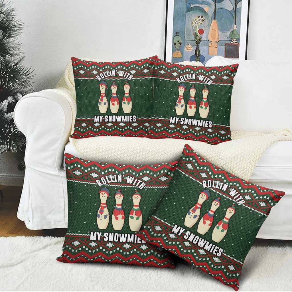 Christmas Bowling Rollin With My Snowmies Pillow Cover Xmas Holiday Patterns - Wonder Print Shop