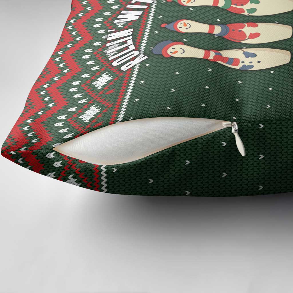 Christmas Bowling Rollin With My Snowmies Pillow Cover Xmas Holiday Patterns - Wonder Print Shop