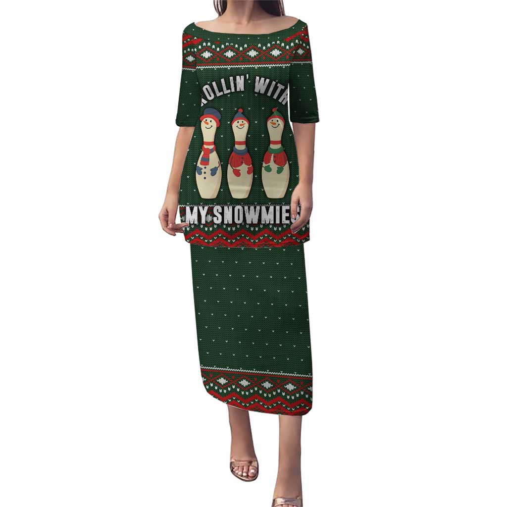 Christmas Bowling Rollin With My Snowmies Puletasi Xmas Holiday Patterns - Wonder Print Shop