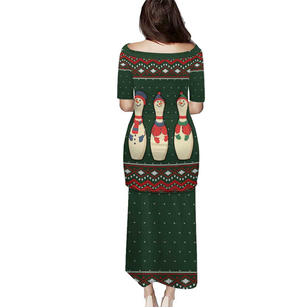 Christmas Bowling Rollin With My Snowmies Puletasi Xmas Holiday Patterns - Wonder Print Shop