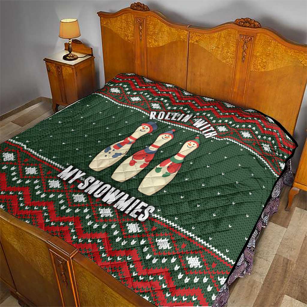 Christmas Bowling Rollin With My Snowmies Quilt Xmas Holiday Patterns - Wonder Print Shop