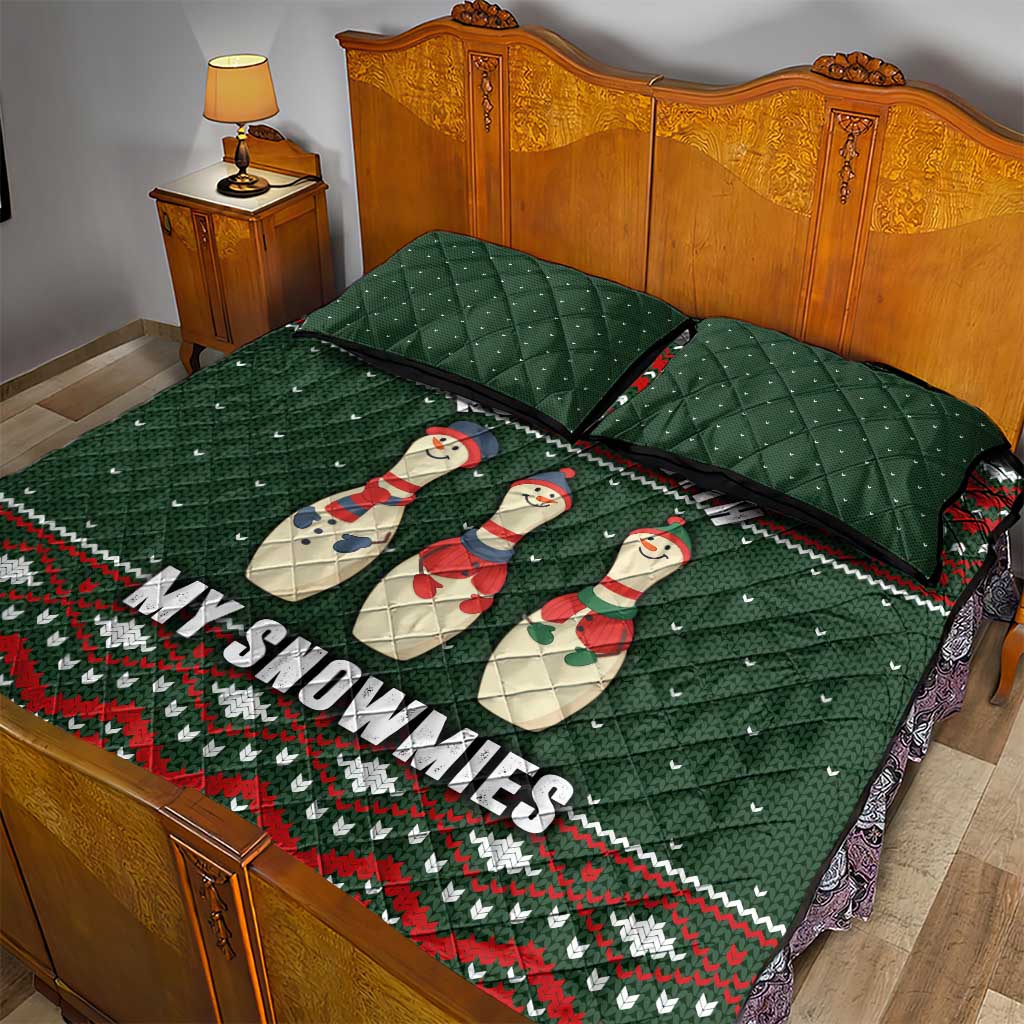 Christmas Bowling Rollin With My Snowmies Quilt Bed Set Xmas Holiday Patterns - Wonder Print Shop