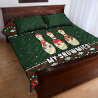 Christmas Bowling Rollin With My Snowmies Quilt Bed Set Xmas Holiday Patterns - Wonder Print Shop