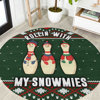 Christmas Bowling Rollin With My Snowmies Round Carpet Xmas Holiday Patterns - Wonder Print Shop
