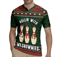 Christmas Bowling Rollin With My Snowmies Rugby Jersey Xmas Holiday Patterns - Wonder Print Shop