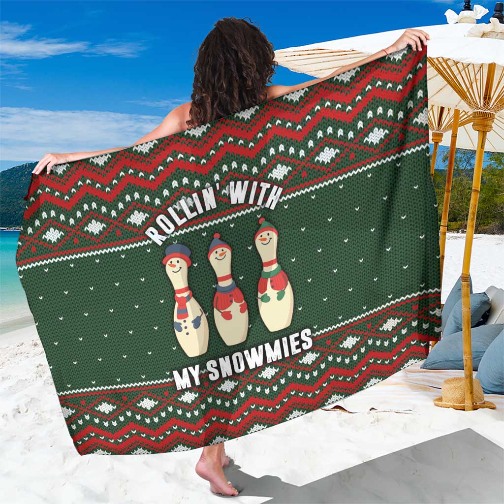 Christmas Bowling Rollin With My Snowmies Sarong Xmas Holiday Patterns - Wonder Print Shop