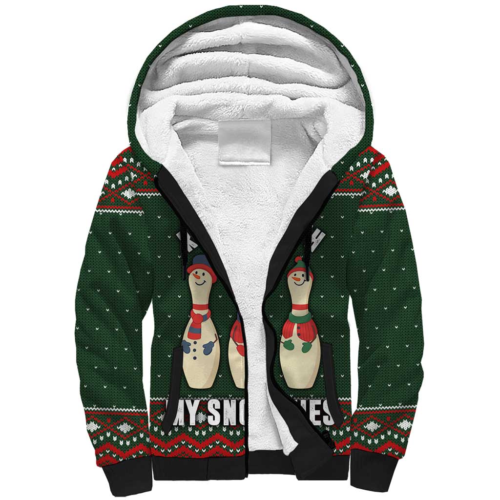 Christmas Bowling Rollin With My Snowmies Sherpa Hoodie Xmas Holiday Patterns - Wonder Print Shop