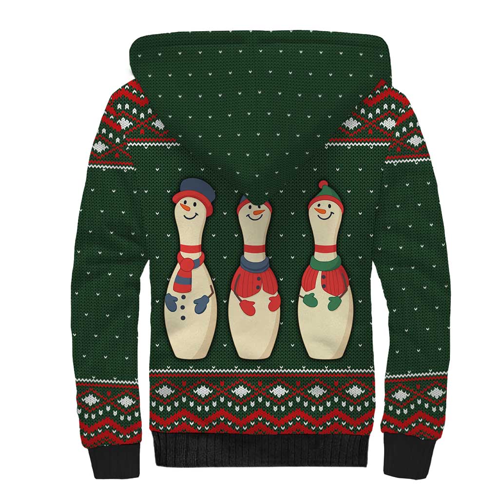 Christmas Bowling Rollin With My Snowmies Sherpa Hoodie Xmas Holiday Patterns - Wonder Print Shop
