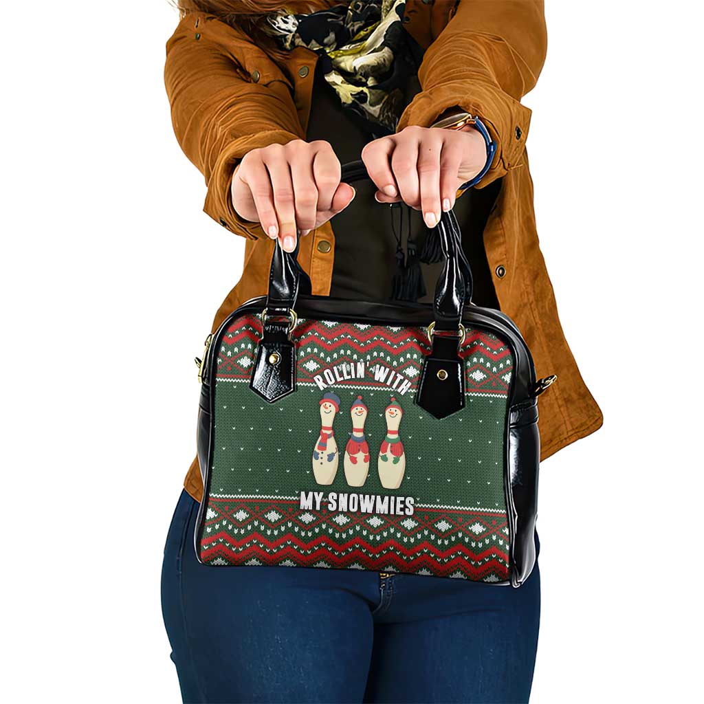 Christmas Bowling Rollin With My Snowmies Shoulder Handbag Xmas Holiday Patterns - Wonder Print Shop