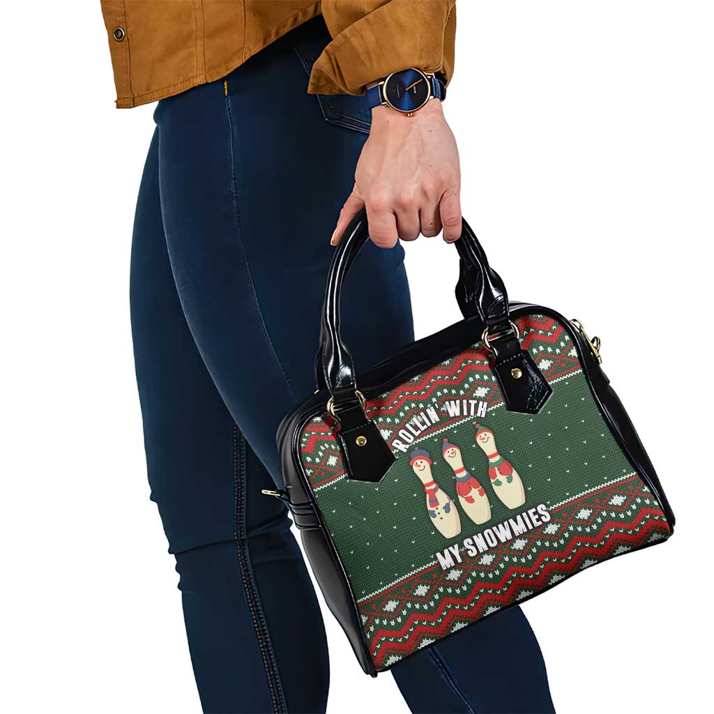 Christmas Bowling Rollin With My Snowmies Shoulder Handbag Xmas Holiday Patterns - Wonder Print Shop