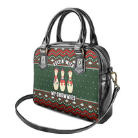 Christmas Bowling Rollin With My Snowmies Shoulder Handbag Xmas Holiday Patterns - Wonder Print Shop