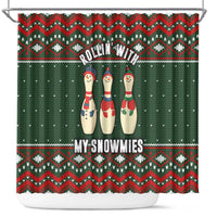 Christmas Bowling Rollin With My Snowmies Shower Curtain Xmas Holiday Patterns - Wonder Print Shop